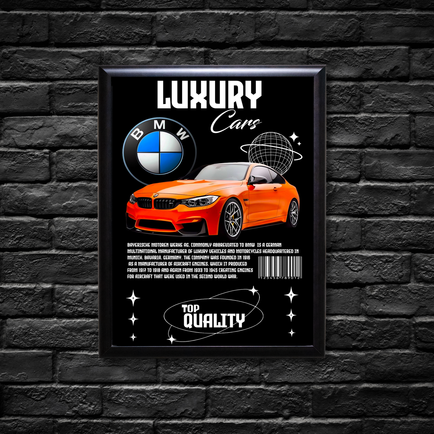 Orange BMW Sports Car Poster