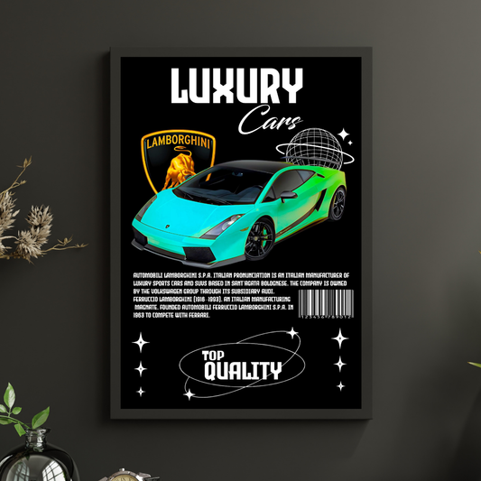 Green Blue Lamborghini Sports Car Poster