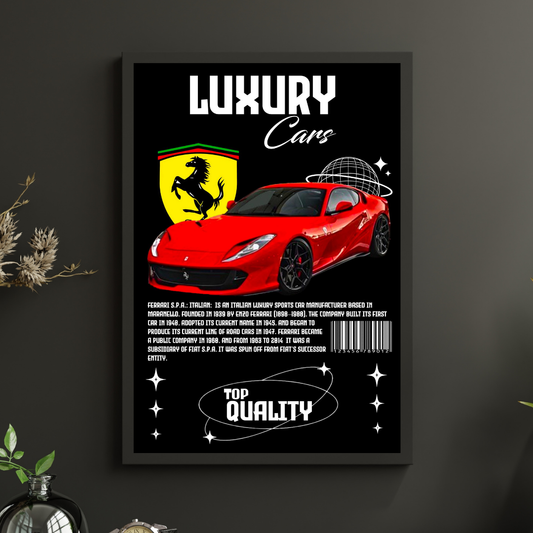 Red Ferrari S.P.A Italian Sports Car Poster