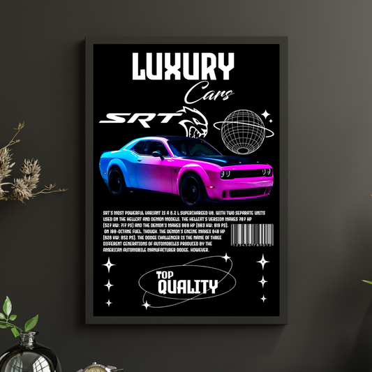 Pink Blue Dodge SRT Sports Car Poster