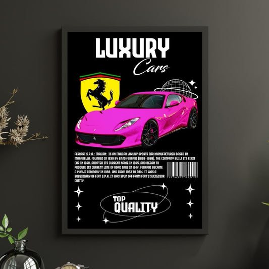 Pink Ferrari S.P.A Italian Sports Car Poster