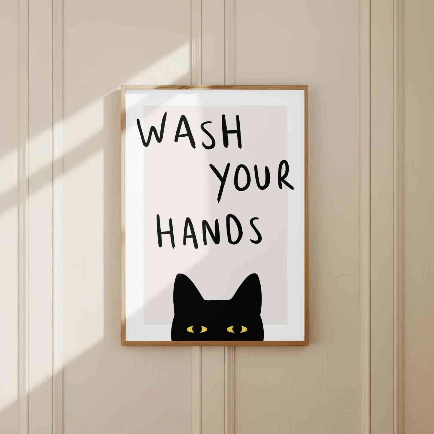 Funny Cat Bathroom Print - Wash Your Hands