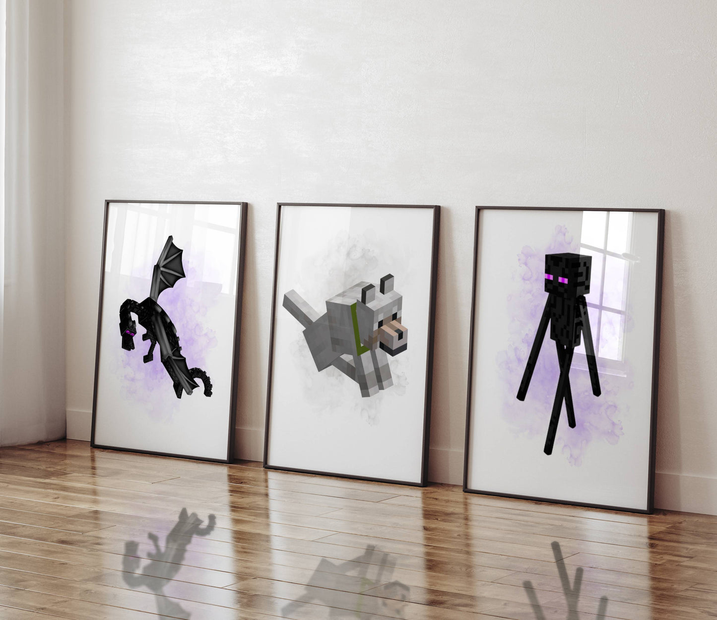 Set of 3 Minecraft Prints / Gaming Prints / Boys Girls Bedroom Prints