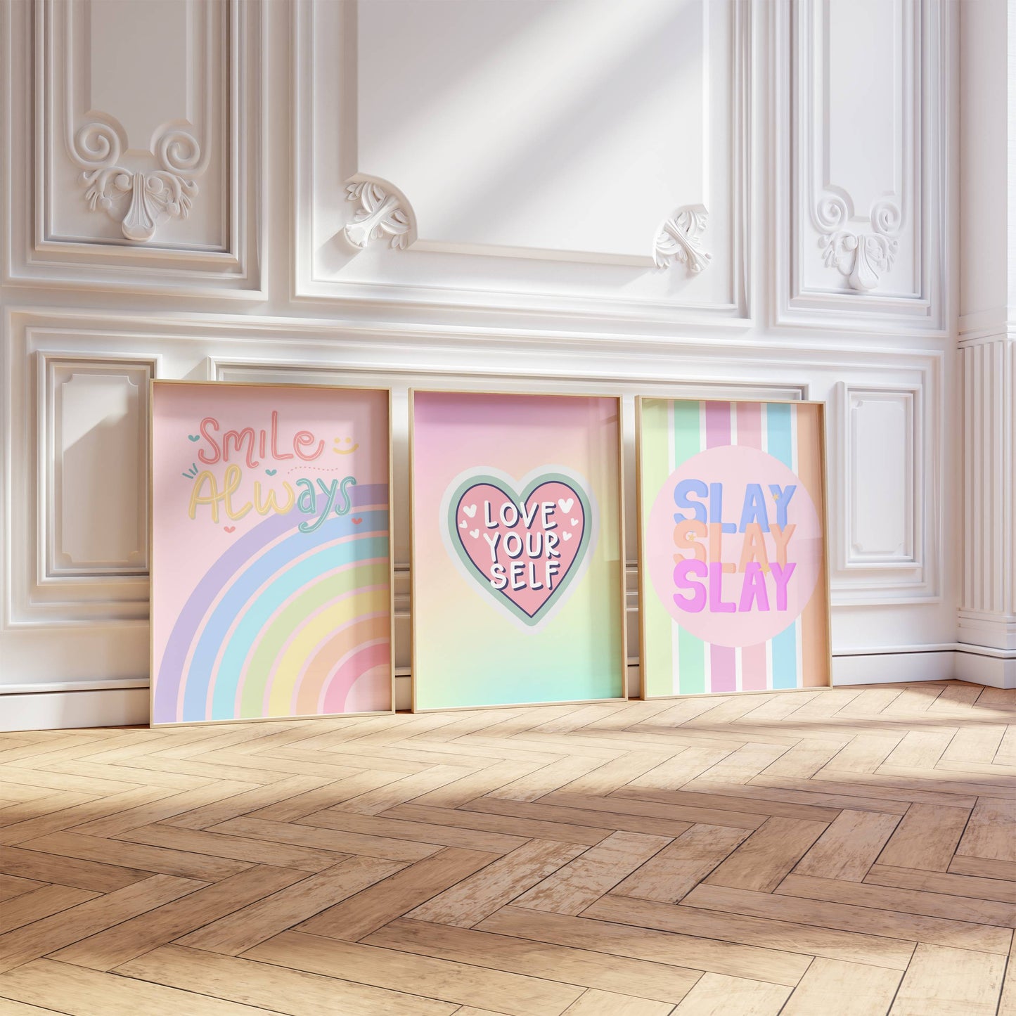 Set of 3 Pink Preppy Prints / Tween Children's Poster / Trendy Wall Art / Unframed