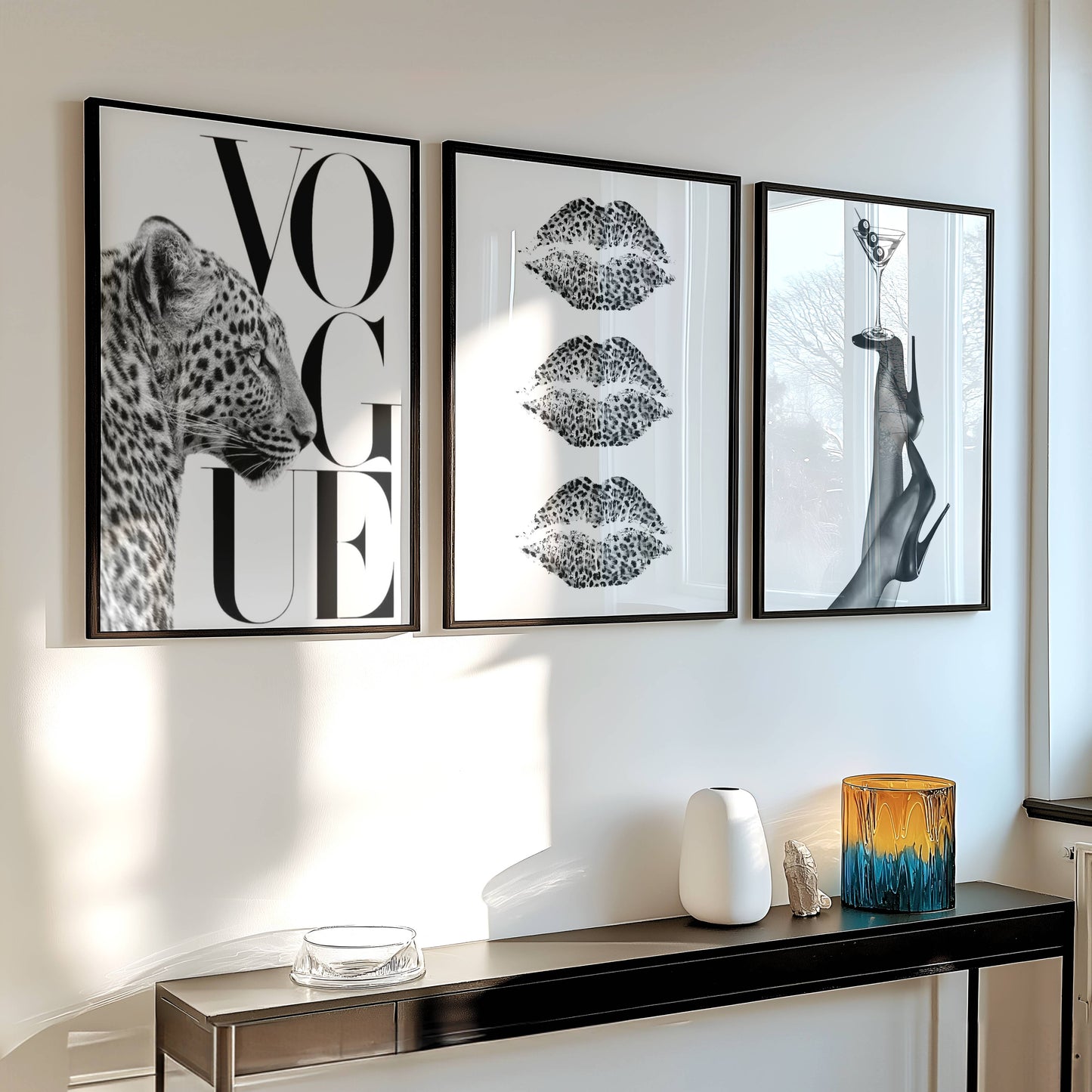 Set of 3 Trendy Prints Cheetah Leopard Eclectic Wall Art