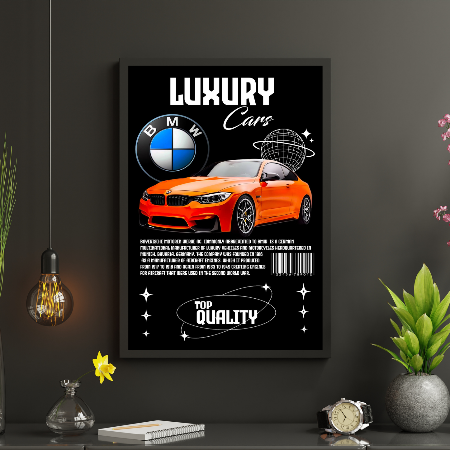 Orange BMW Sports Car Poster