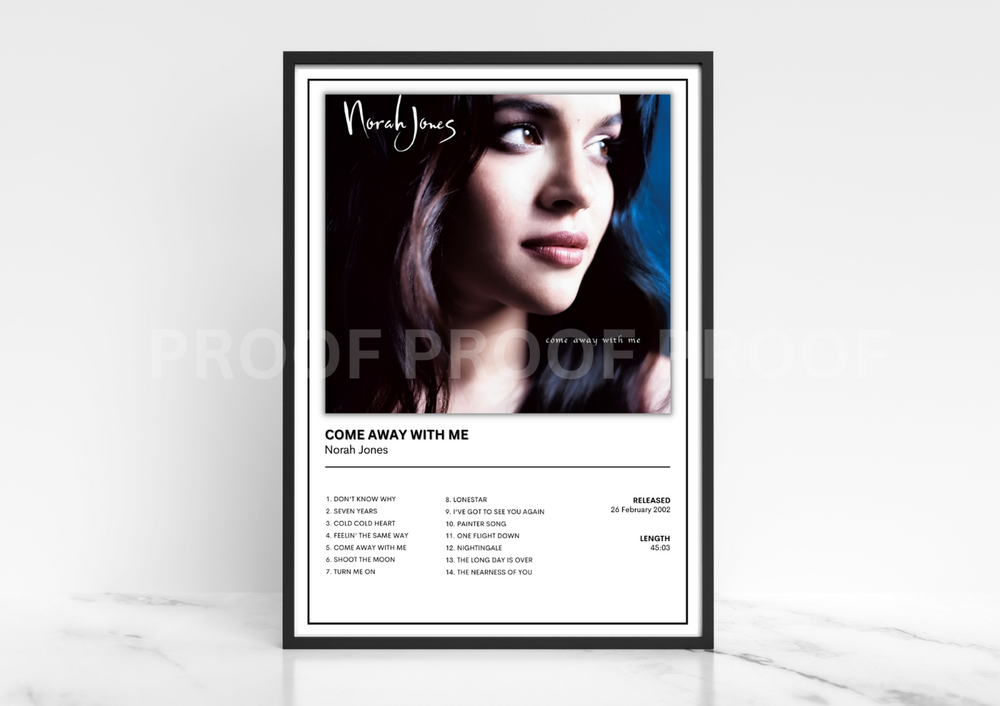 Norah Jones Come Away with Me Album Single Cover Poster / Music Gift