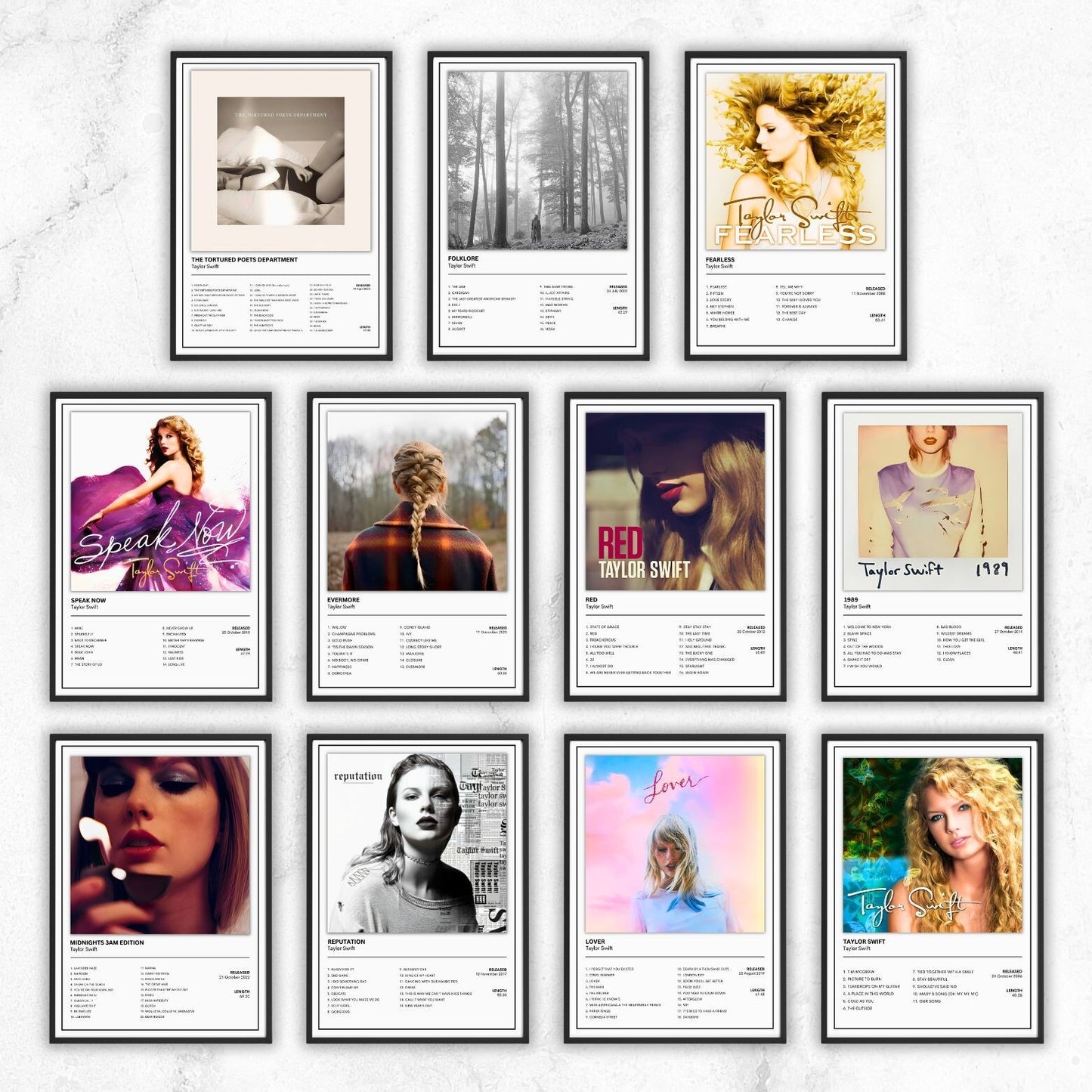 Taylor Swift Full Collection Album Cover Posters A5 A4 A3 Unframed Music Print