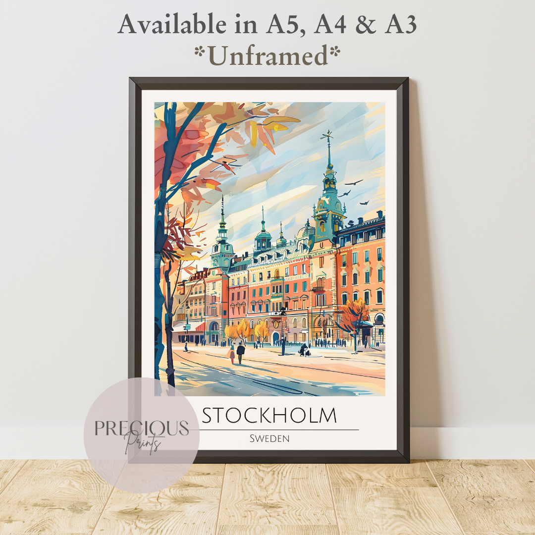 Stockholm Sweden Travel Print Poster- Travel Poster - Vintage Wall Art