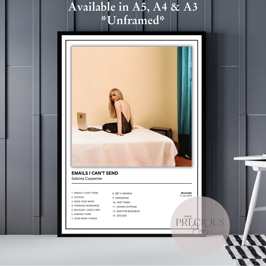 Sabrina Carpenter Emails I Can't Send Album Music Poster Print A5 A4 A3 Unframed