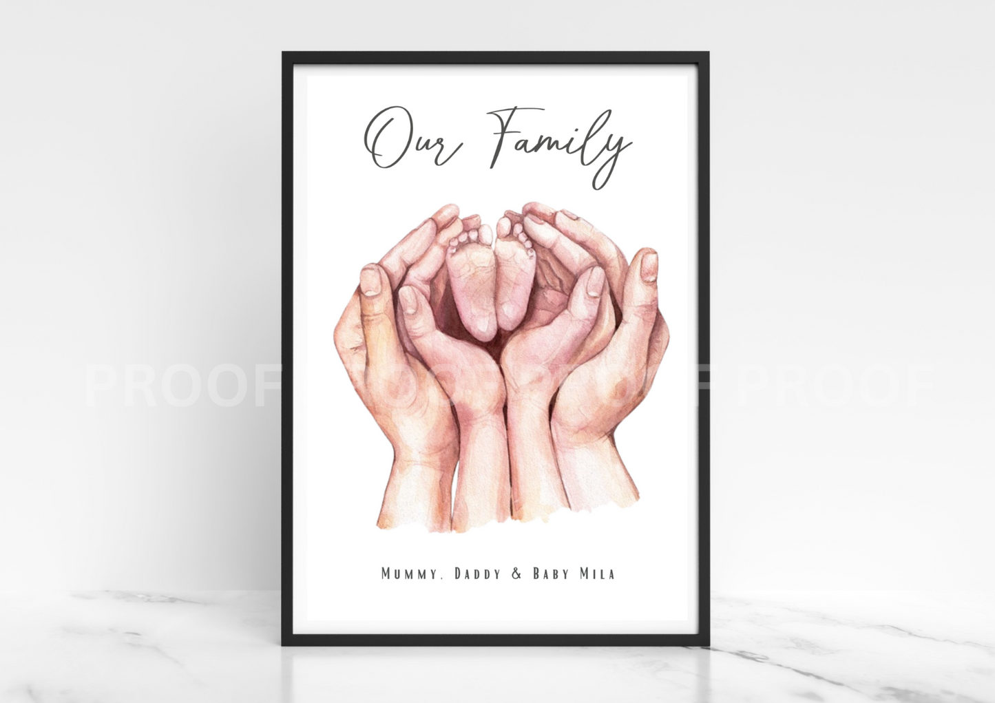 Our family print Baby print / Personalised Family Print / Family Hands A5 A4 A3