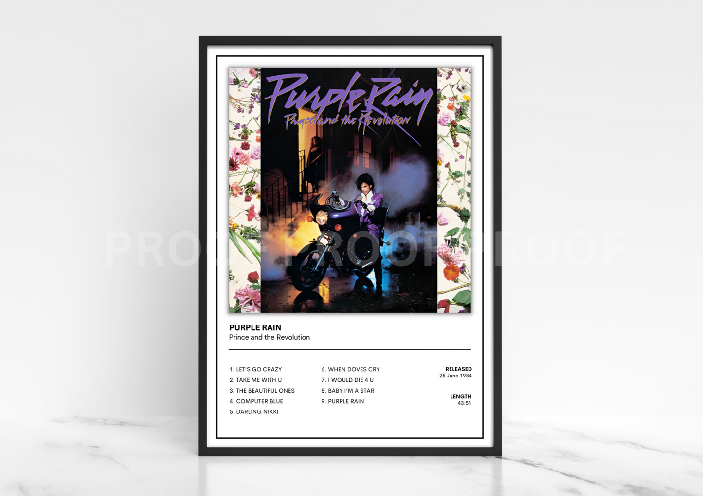 Prince and The Revolution Purple Rain Album Single Cover Poster / Music Gift