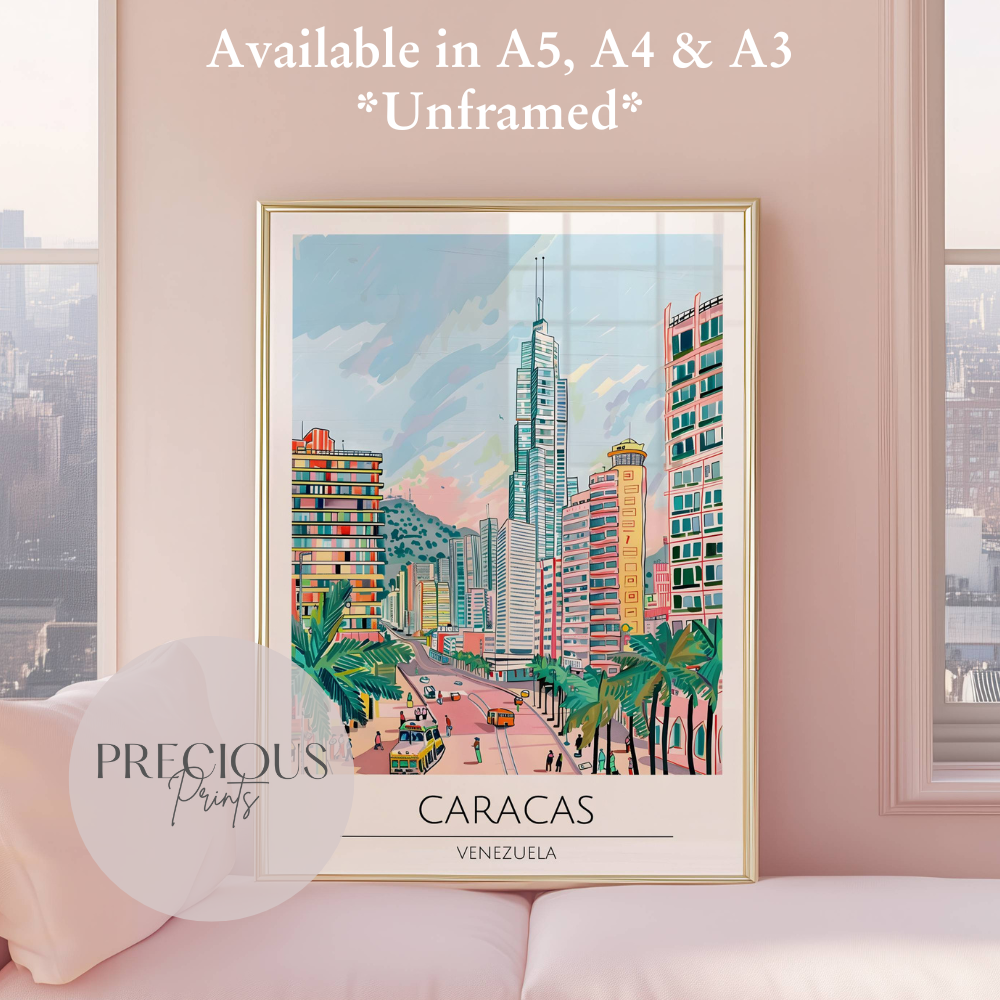 Venezuela, Caracas Travel Print Poster / Vintage Wall Art / A5 A4 A3 / Unframed