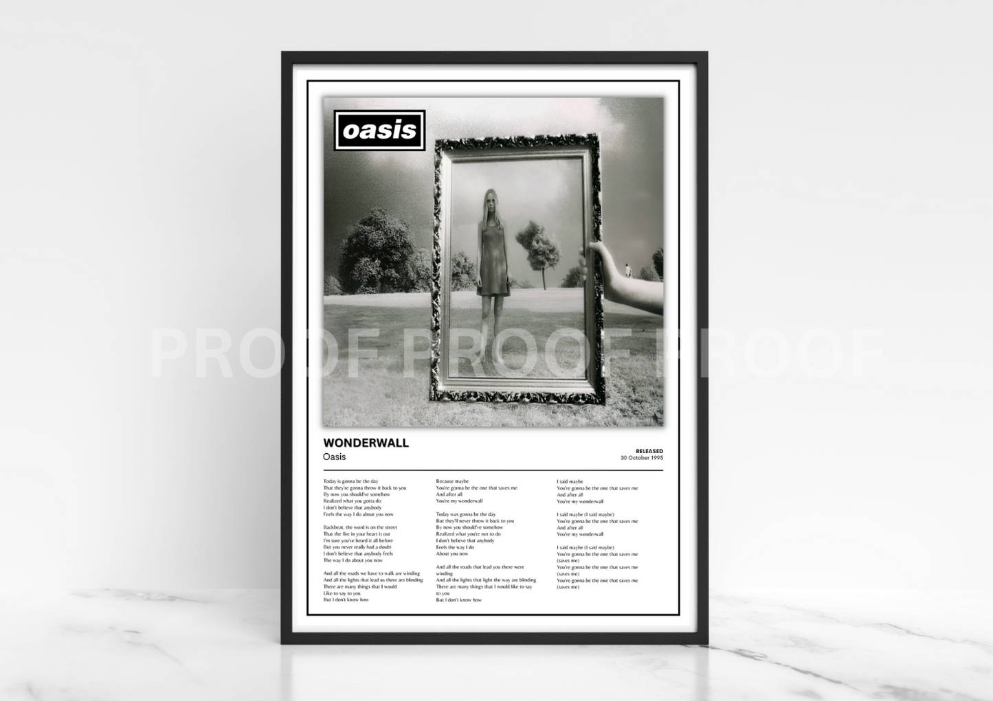 Oasis Wonderwall / Oasis Poster / Music Legend / Music Poster / A3 A4 A5