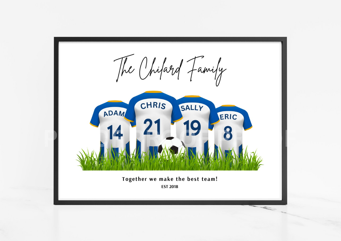 Personalised Football Family Print / Brighton Family Print A5 A4 A3