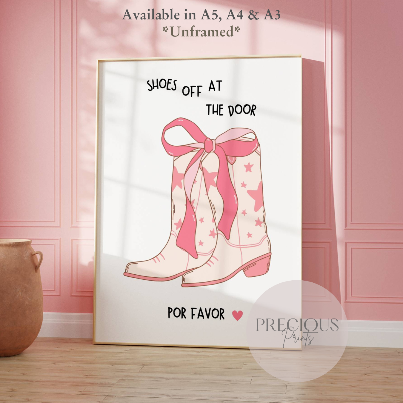 Shoes off at the Door Hallway Print / Cowgirl Preppy Home Decor Humour