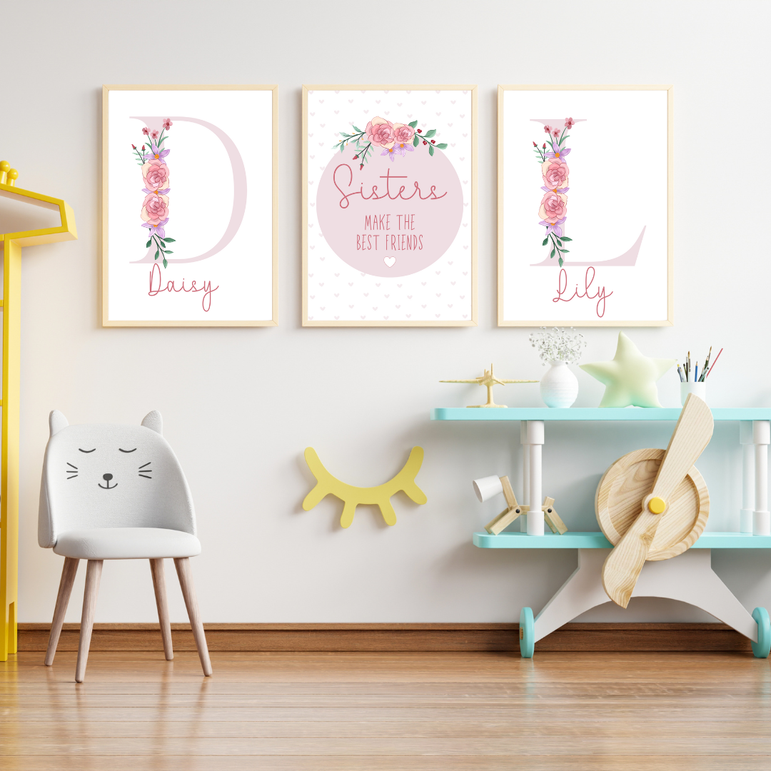 Sisters Make the Best Friends Personalised Floral bedroom Print / A5 A4 A3