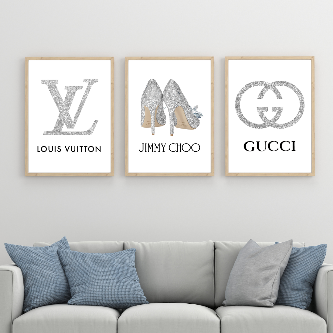 Set of 3 Fashion Designer Prints Gucci Louis Vuitton Jimmy Choo A5 A4 A3