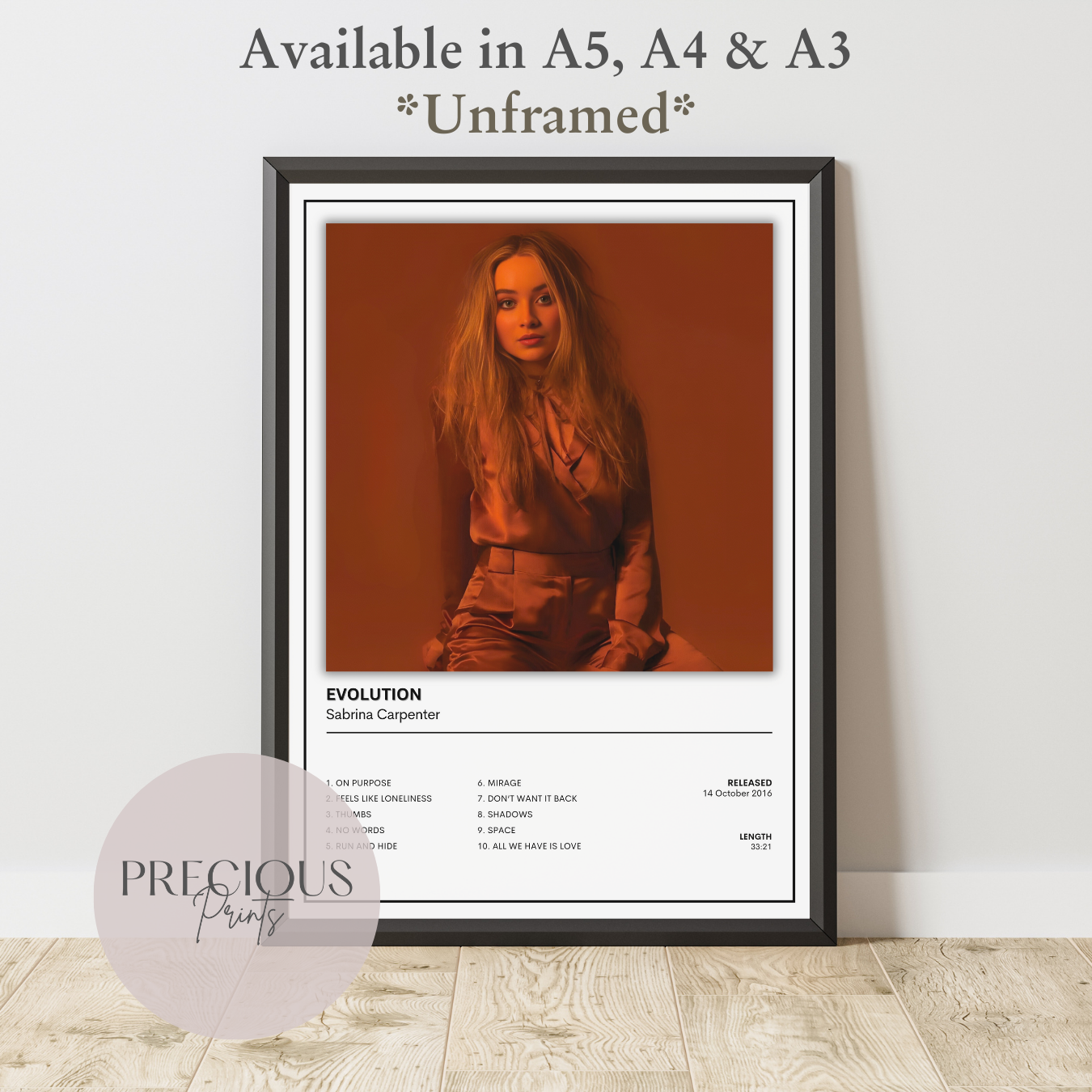 Sabrina Carpenter Evolution Album Music Poster Print A5 A4 A3 Unframed