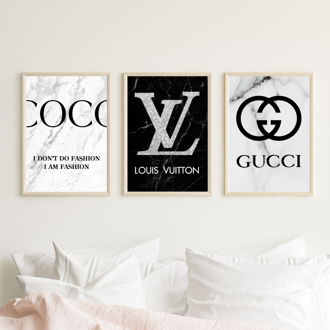 Set of 3 Fashion Designer Prints Gucci Louis Vuitton Coco Chanel A5 A4 A3
