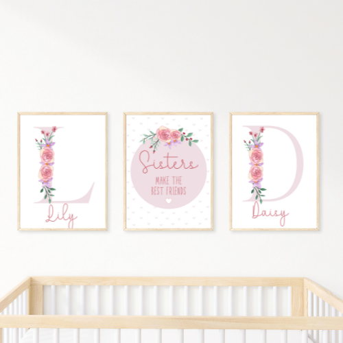 Sisters Make the Best Friends Personalised Floral bedroom Print / A5 A4 A3