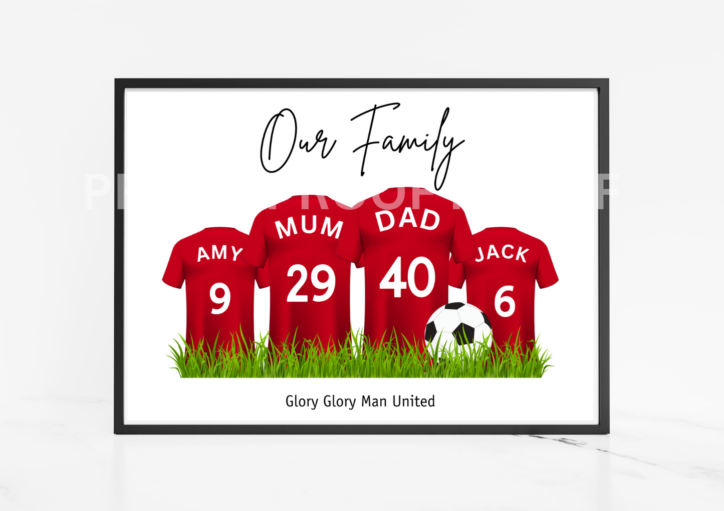 Personalised Football Family Print / MUFC Family Print / Manchester United Print