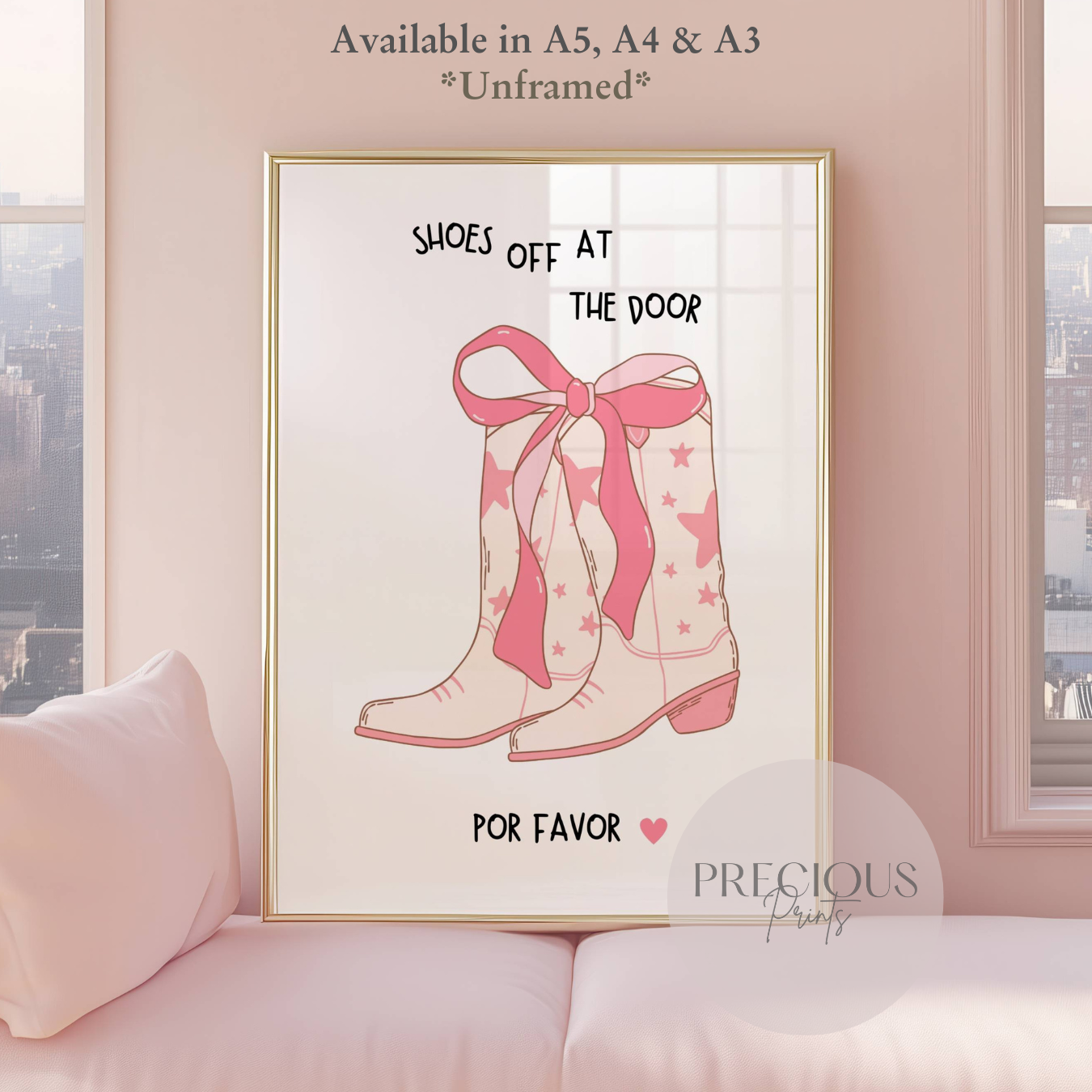 Shoes off at the Door Hallway Print / Cowgirl Preppy Home Decor Humour
