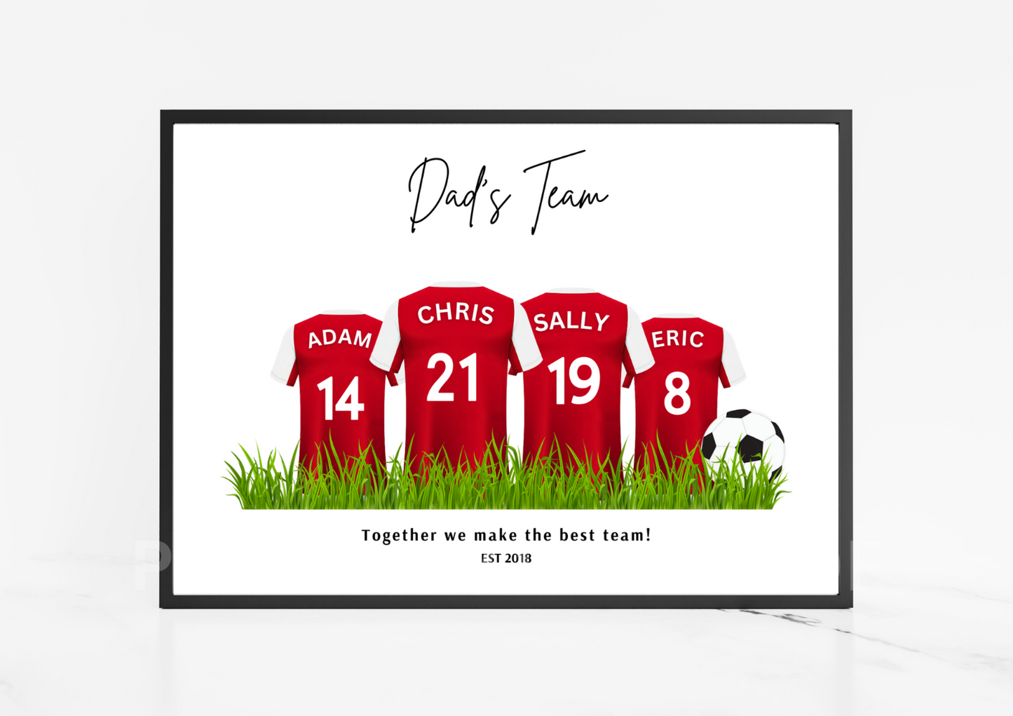 Personalised Football Family Print / Arsenal FC Family Print / A5 A4 A3