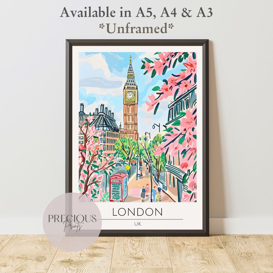 UK - London Print Poster- Travel Poster - Vintage Wall Art - Free Delivery