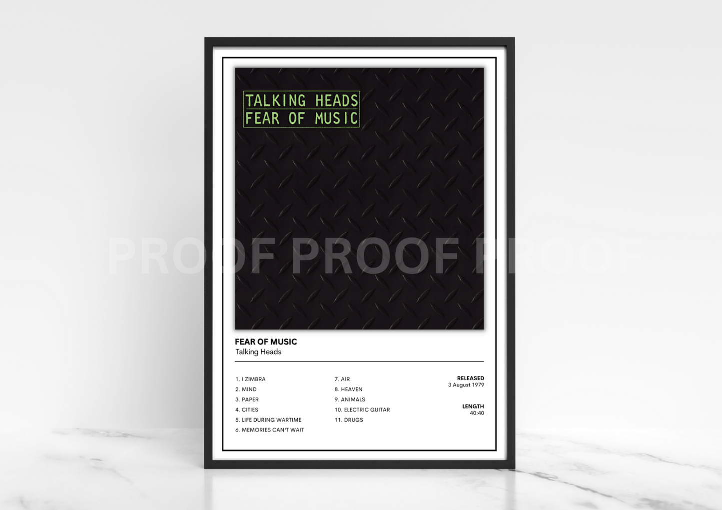 Talking Heads Fear Of Music Album Single Cover Poster / Music Christmas Gift