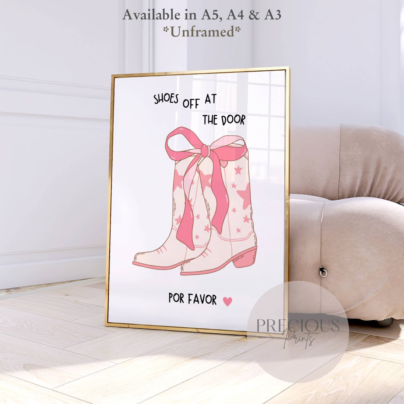Shoes off at the Door Hallway Print / Cowgirl Preppy Home Decor Humour