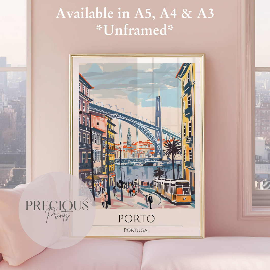 Portugal, Porto Travel Print Poster / Vintage Wall Art / A5 A4 A3