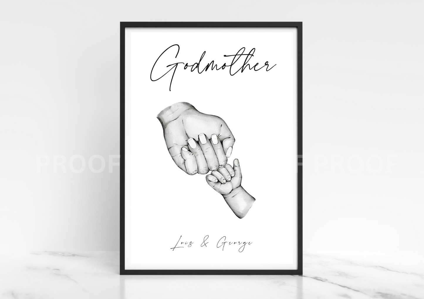 Fist Bump Personalised Print, Family, Godparents Christening A5 A4 A3