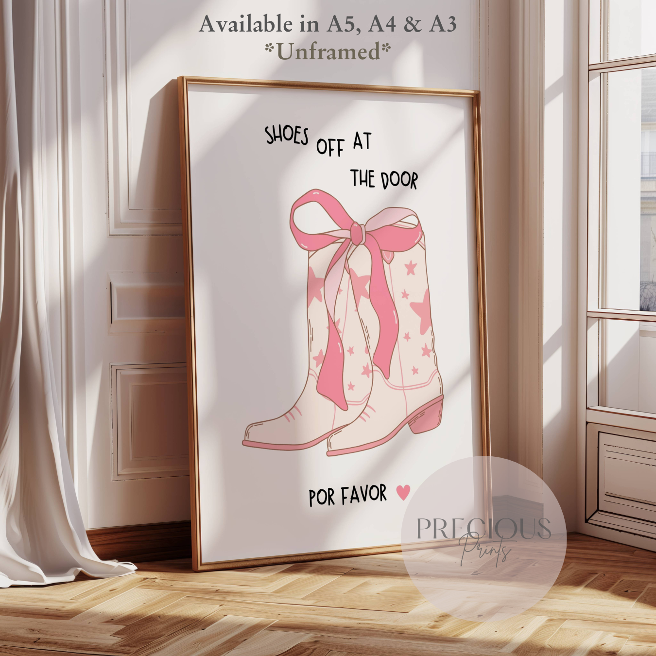 Shoes off at the Door Hallway Print / Cowgirl Preppy Home Decor Humour