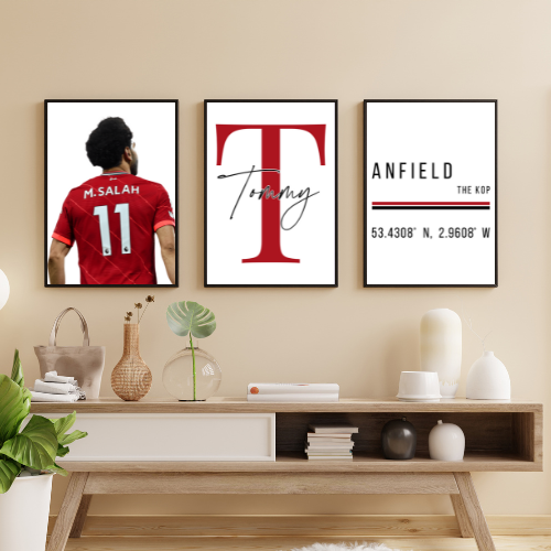 Set of 3 Personalised Mo Salah Liverpool FC Prints Football Prints A5 A4 A3