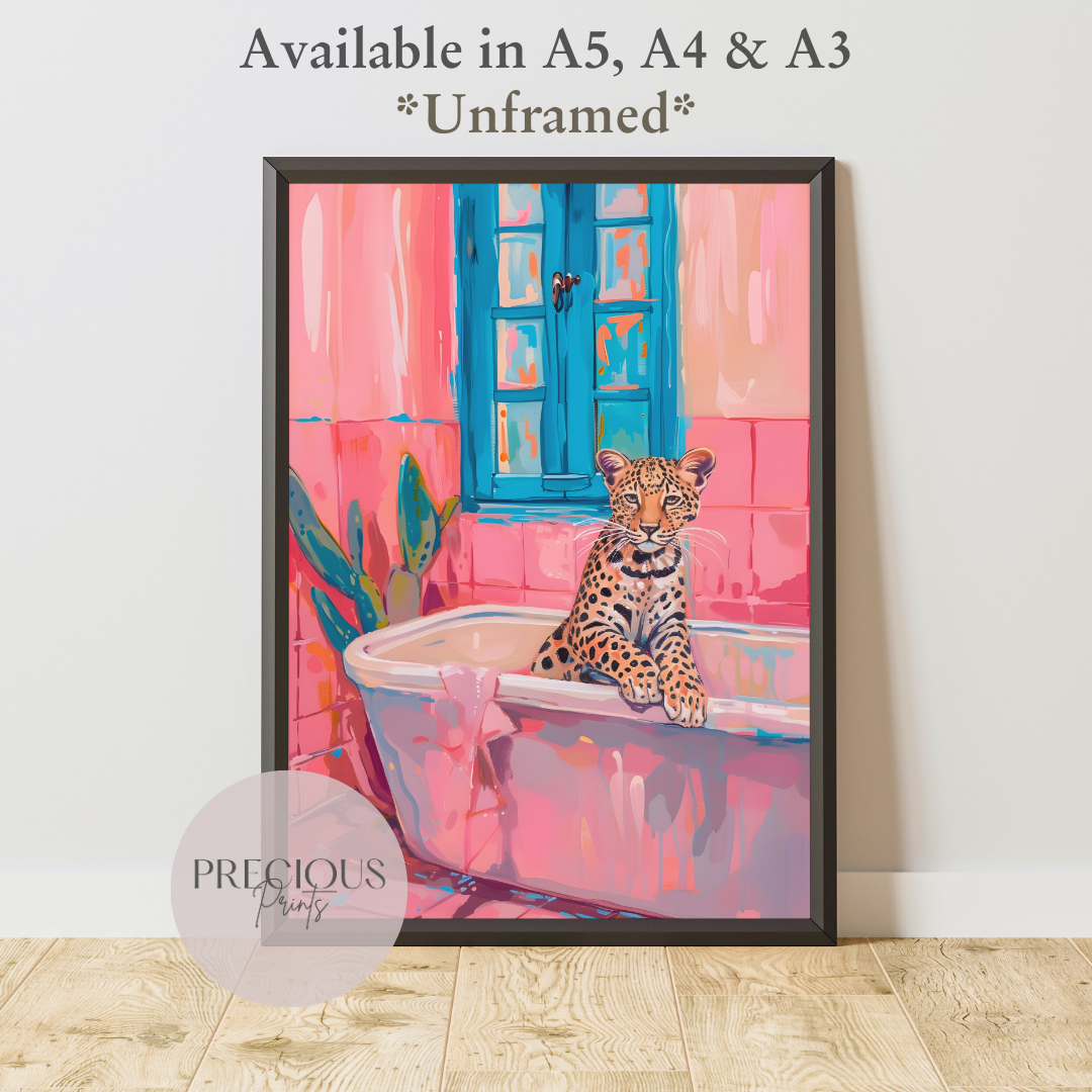 Preppy Leopard Cheetah Poster Print / Trendy Retro Wall Art / A5 A4 A3 Unframed
