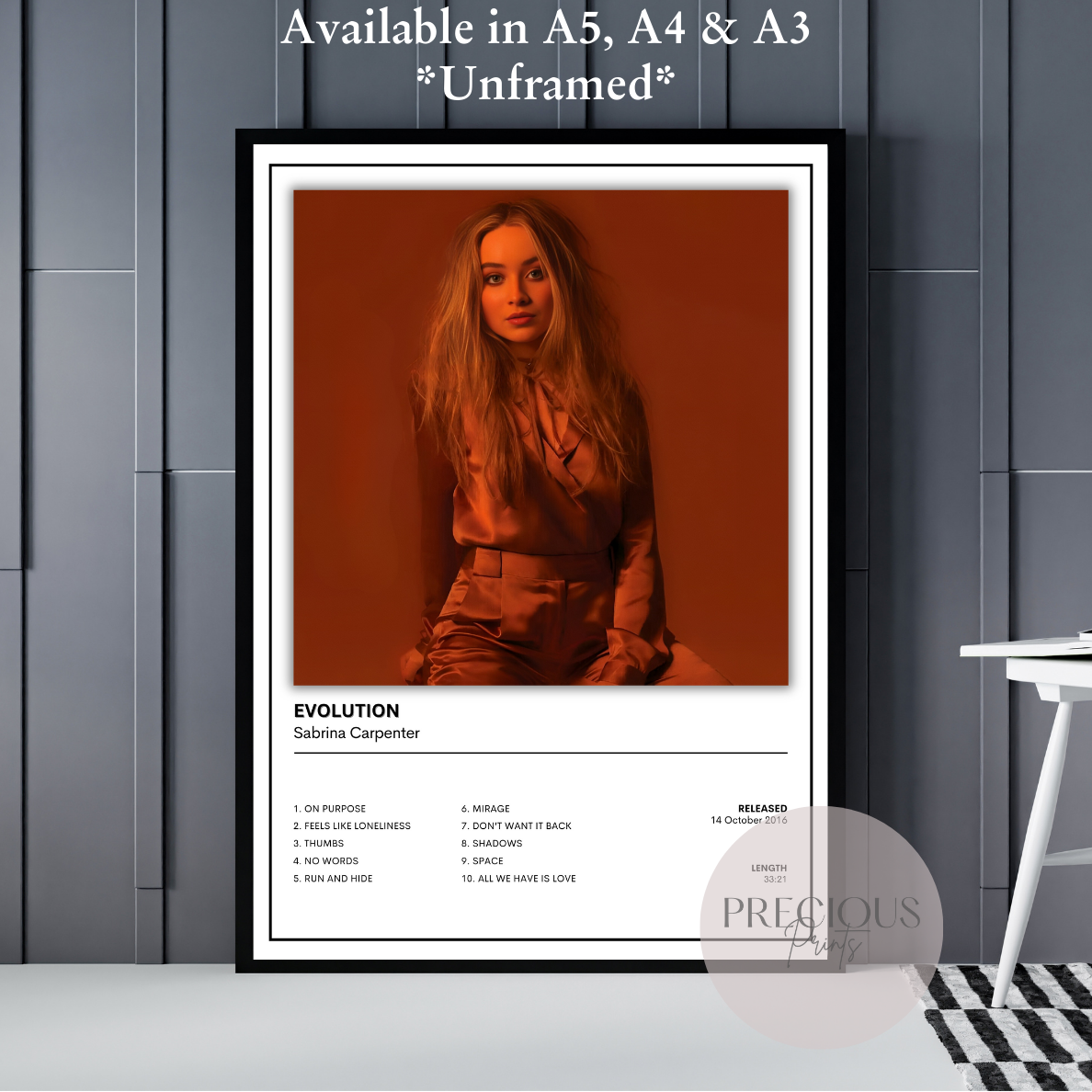 Sabrina Carpenter Evolution Album Music Poster Print A5 A4 A3 Unframed