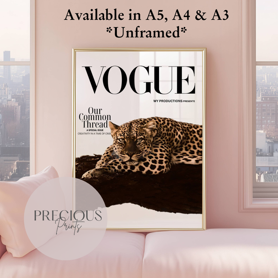 Set of 3 Trendy Preppy Prints Cheetah Leopard Eclectic Wall Art A5 A4 A3 Red