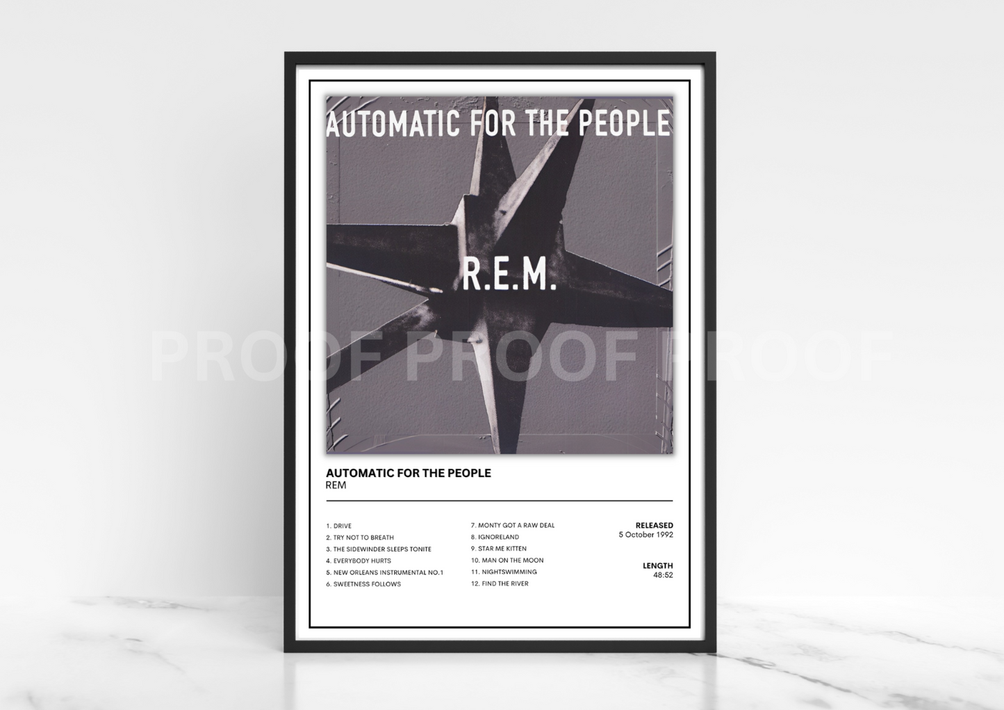 REM Automatic For The People Album Single Cover Poster / Music Gift