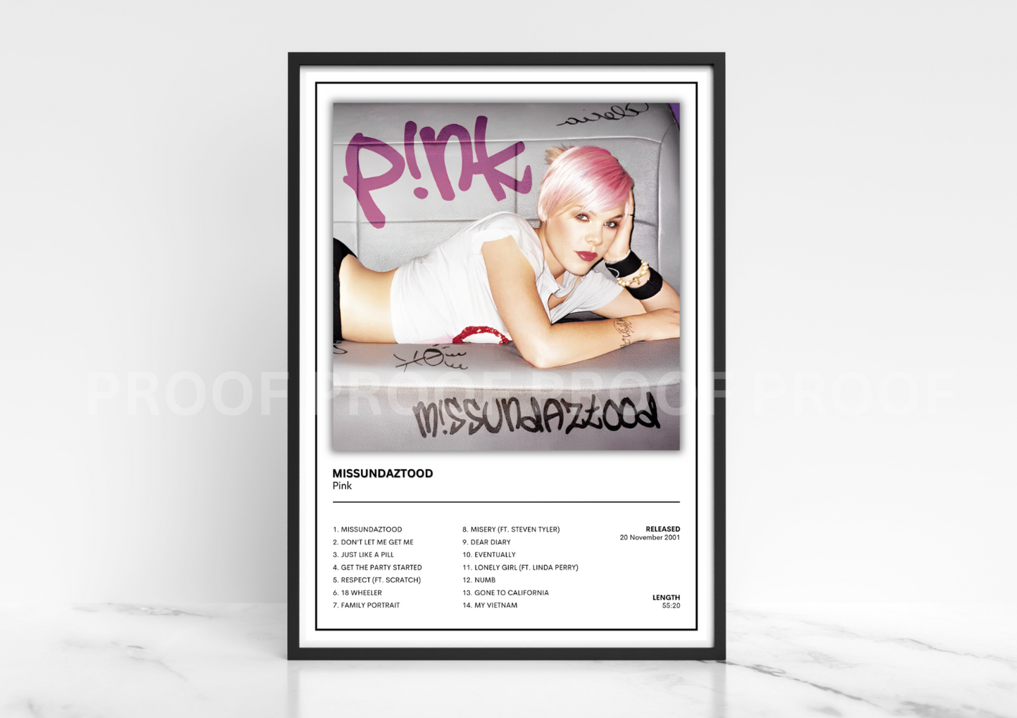 Pink - Missundaztood 2001 Album Poster Music Gift A3 A4 A5
