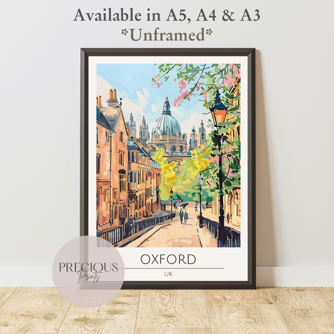 UK - Oxford City Tavel Print Poster- Travel Poster - Vintage Wall Art