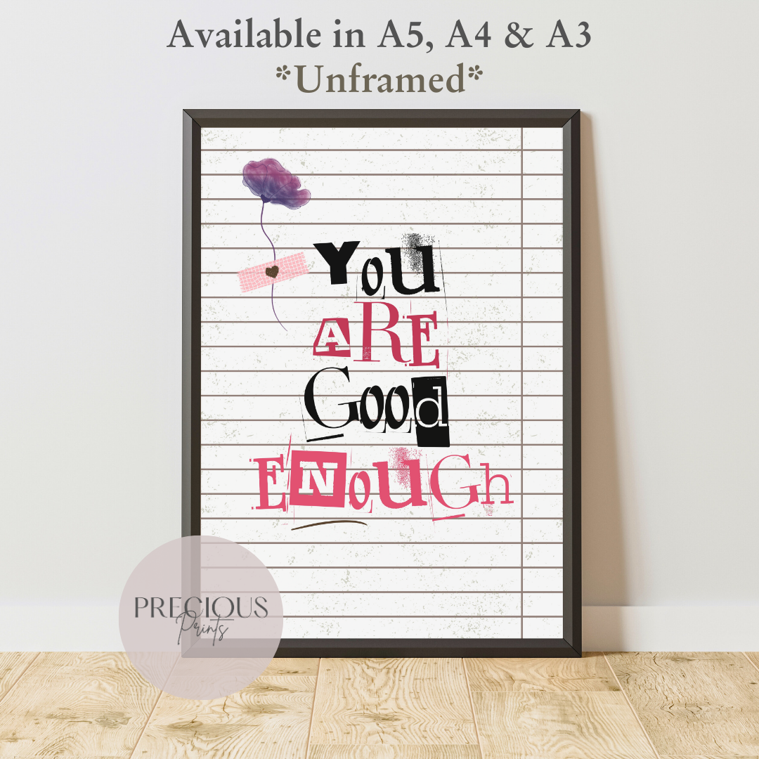 Positive preppy quote wall art print Trendy Retro Poster A5 A4 A3 Unframed