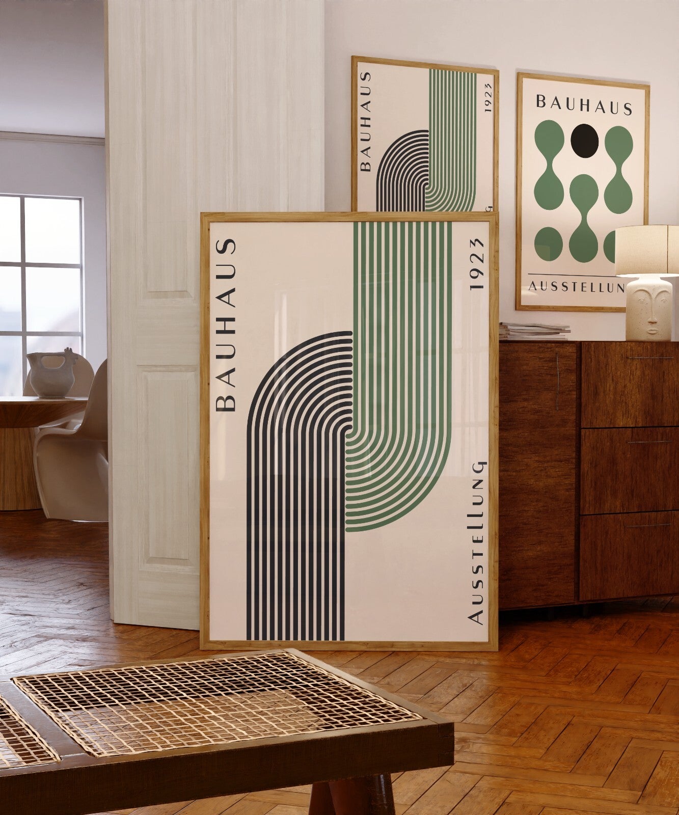 Set of 3 Bauhaus Prints A5 A4 A3 Art Exhibition Sage Green Poster