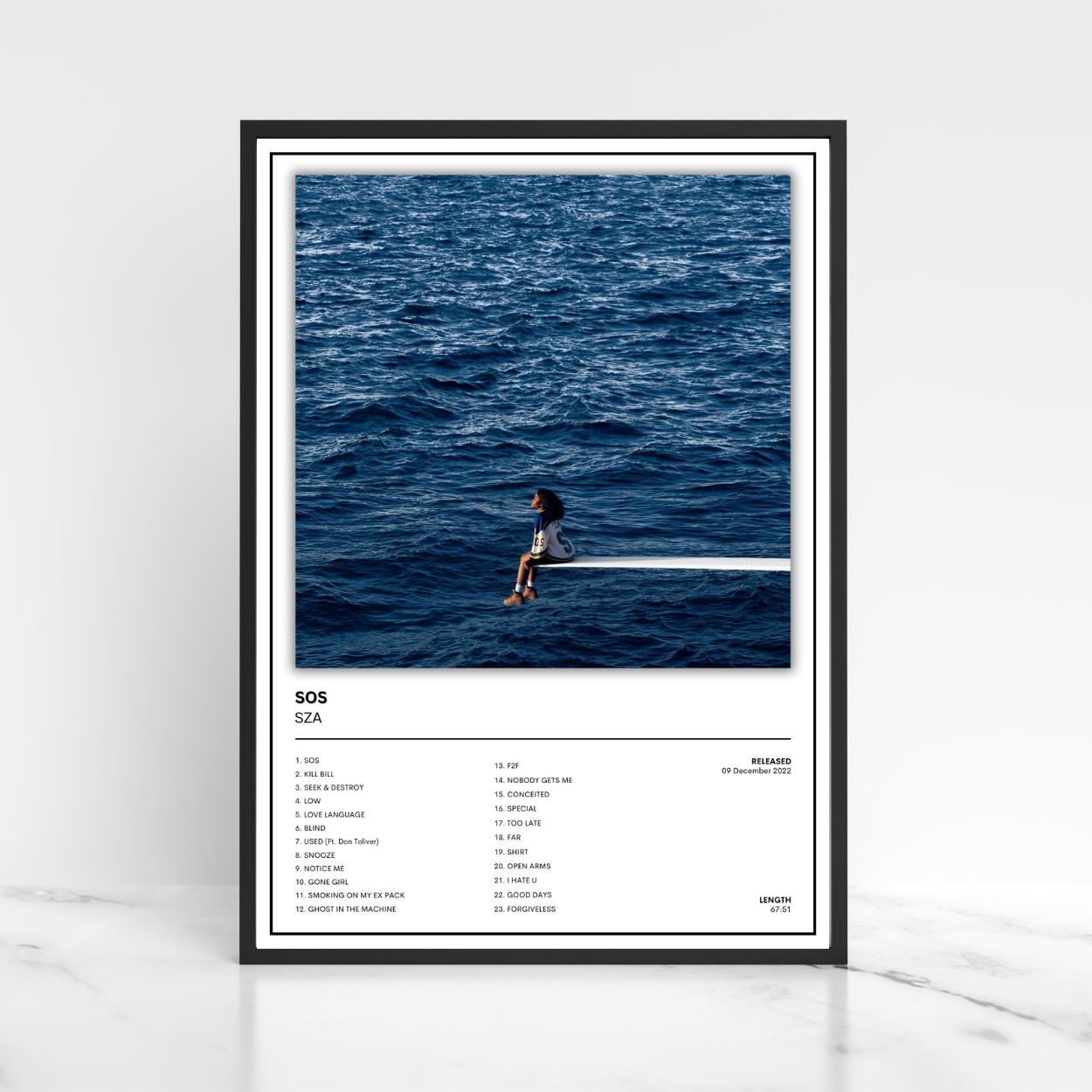 SZA Full Collection Album Poster Unframed A5 A4 A3