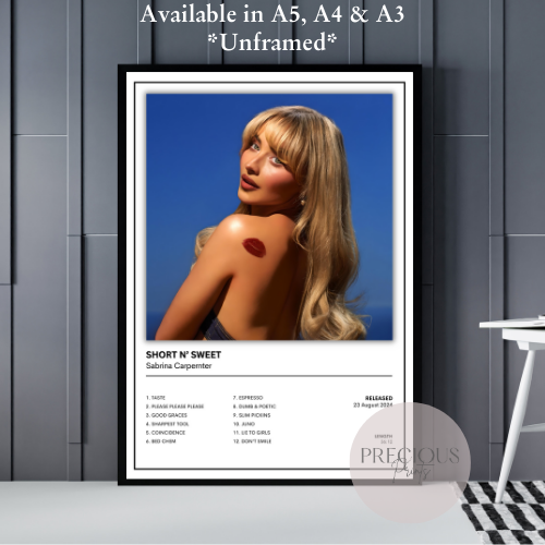 Sabrina Carpenter Short N Sweet Album Music Poster Print A5 A4 A3 Unframed