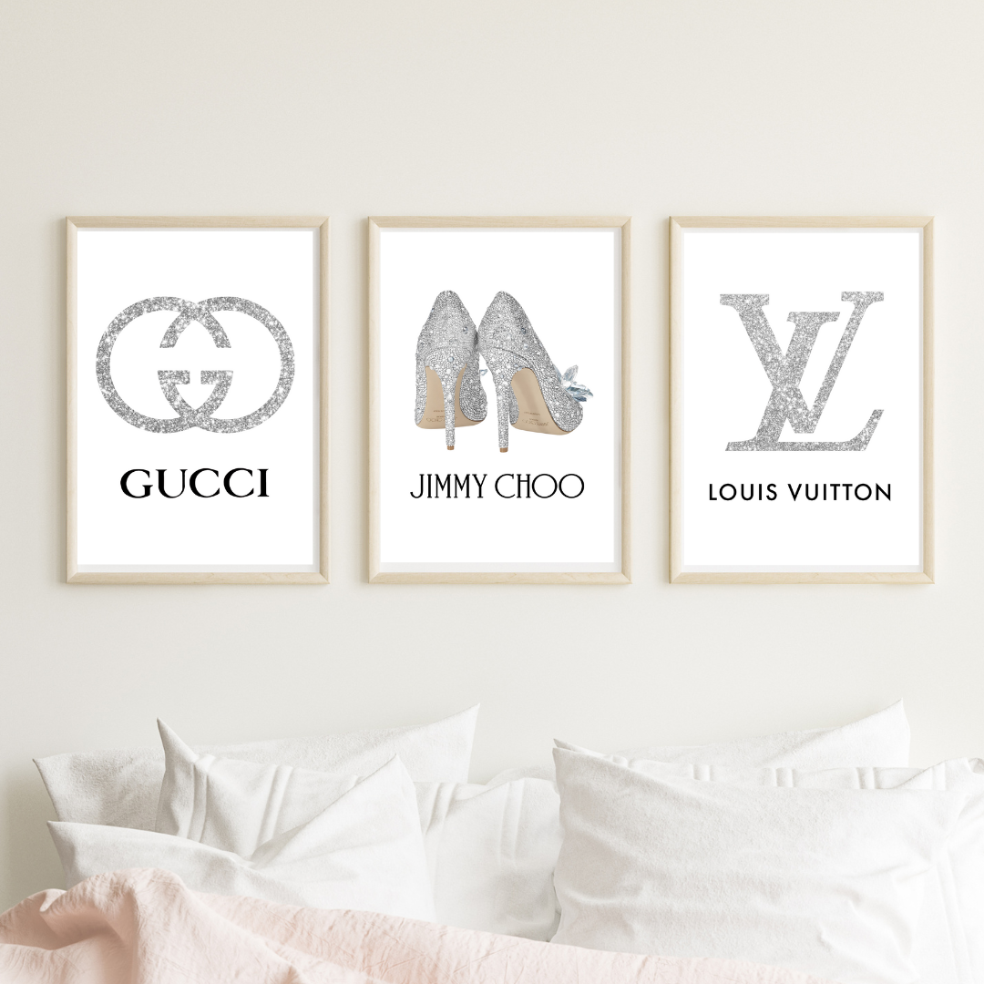 Set of 3 Fashion Designer Prints Gucci Louis Vuitton Jimmy Choo A5 A4 A3