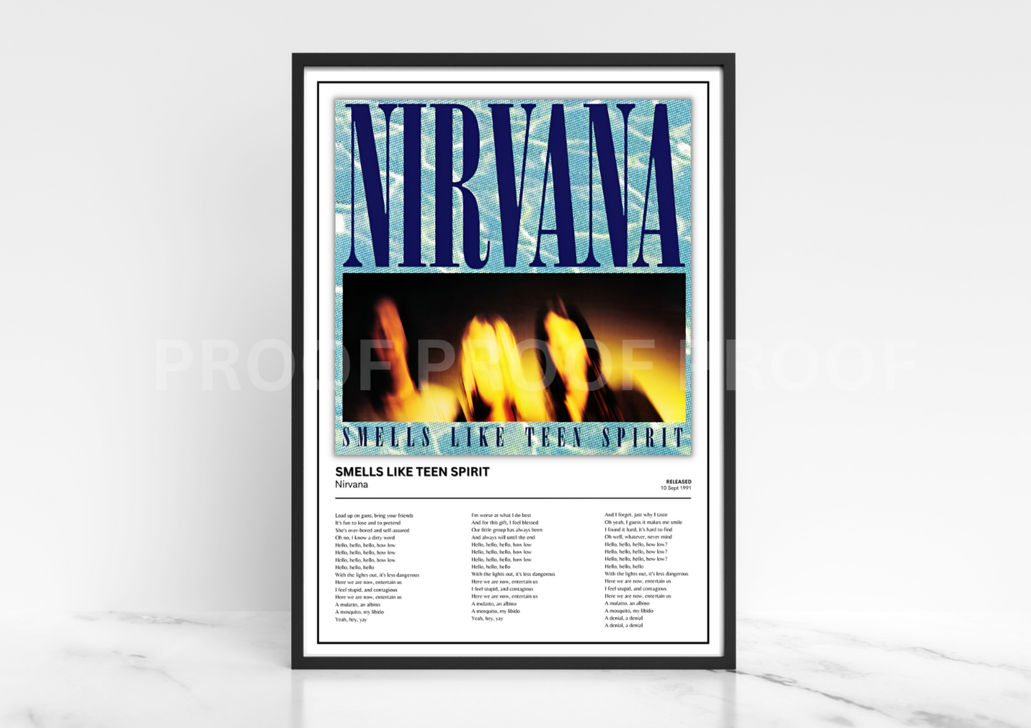 Nirvana Smells Like Teen Spirit Album Single Cover Poster / Music Christmas Gift