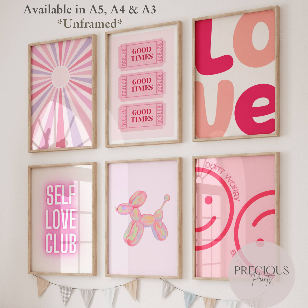 Set of 6 Preppy Wall Prints / Tween Girls Poster / Trendy Wall Decor / Unframed