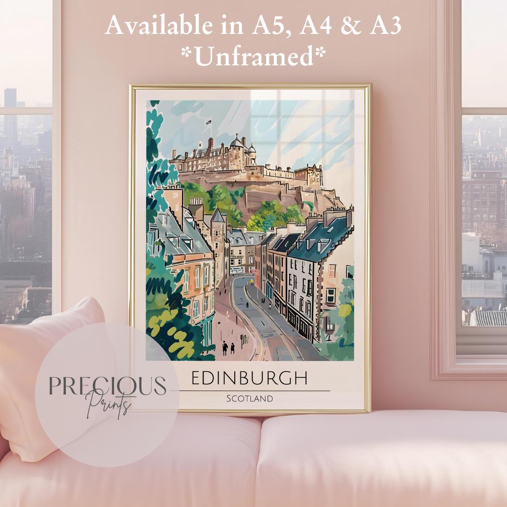 Scotland - Edinburgh Travel Print Poster- Travel Poster - Vintage Wall Art