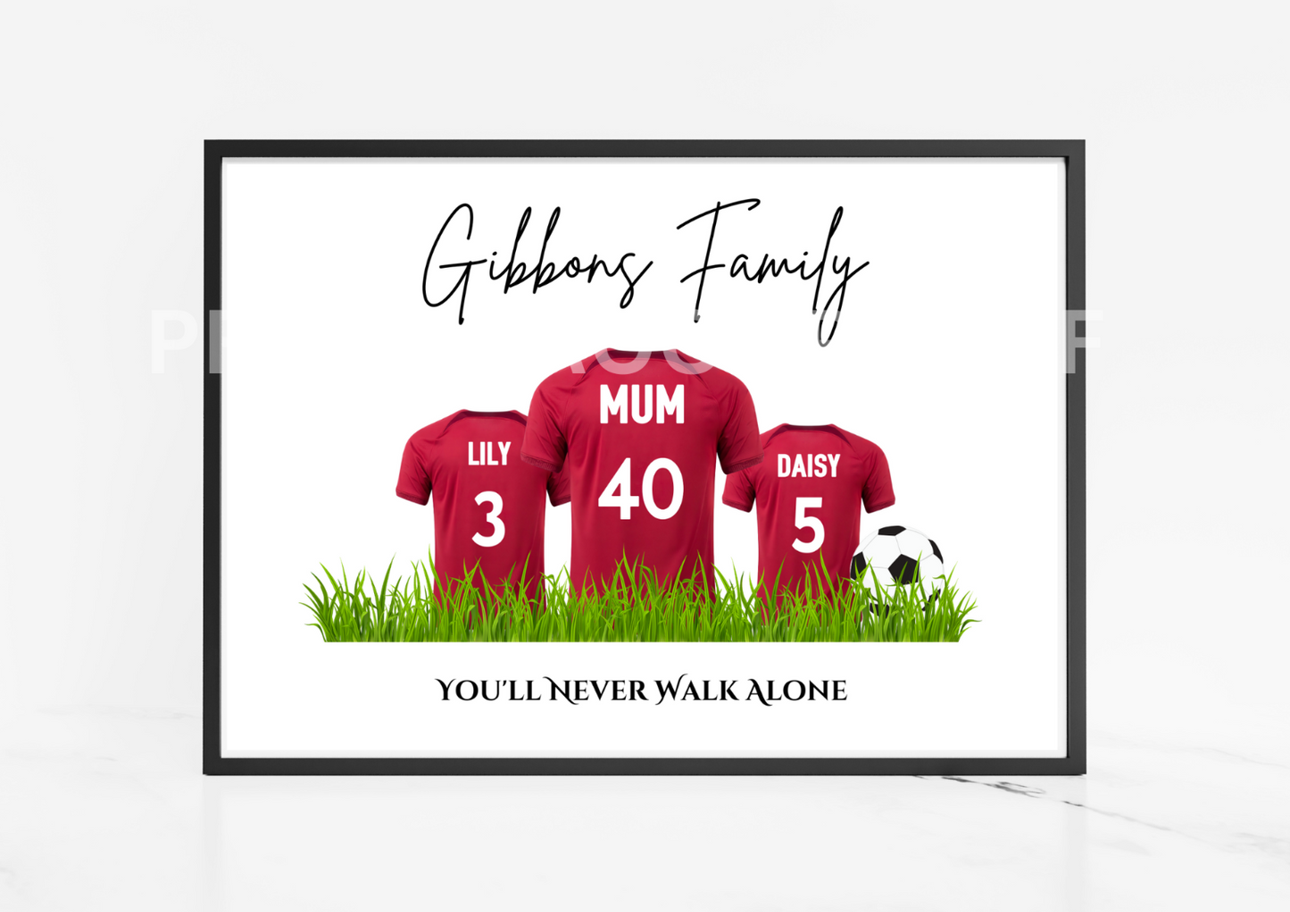 Personalised Liverpool FC Football Family Print / Mothers Day Fathers Day A5 A4